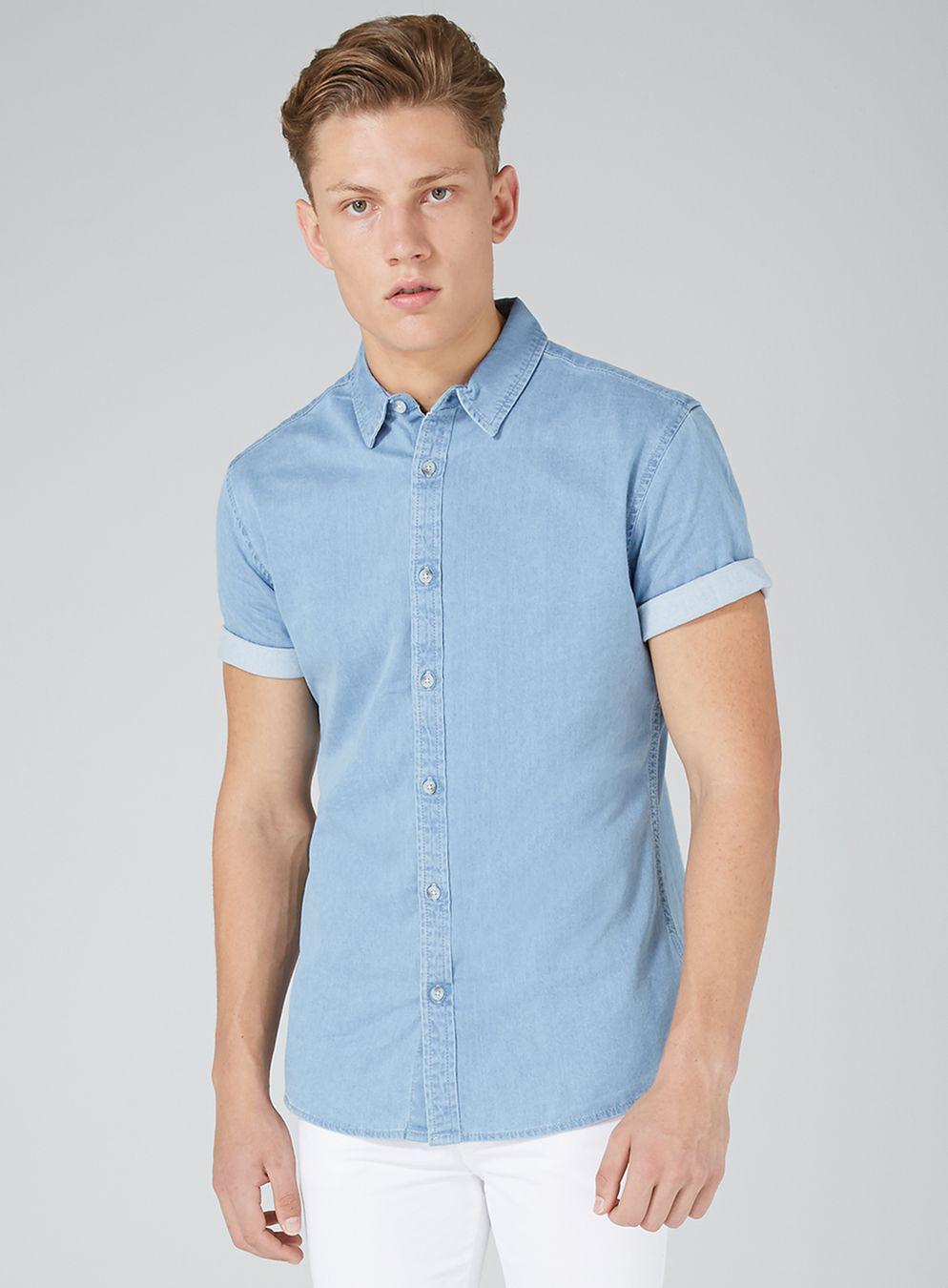 Qiangjinjiu Mens Button Down Long Sleeve Shirt Casual Slim Fit Denim Shirt Dress Shirt