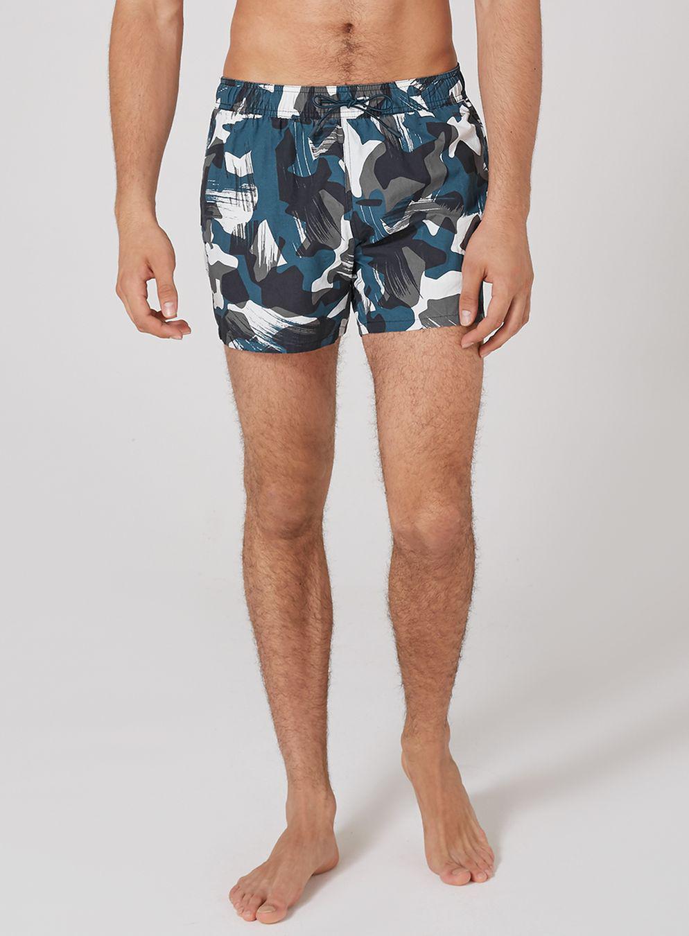 Lyst - Topman Camouflage Swim Shorts in Blue for Men