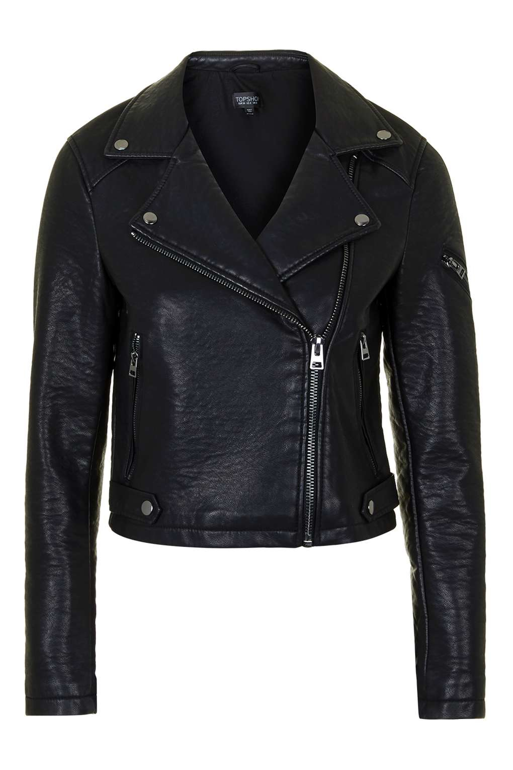 Topshop Faux-leather Biker Jacket in Multicolor (BLACK) | Lyst