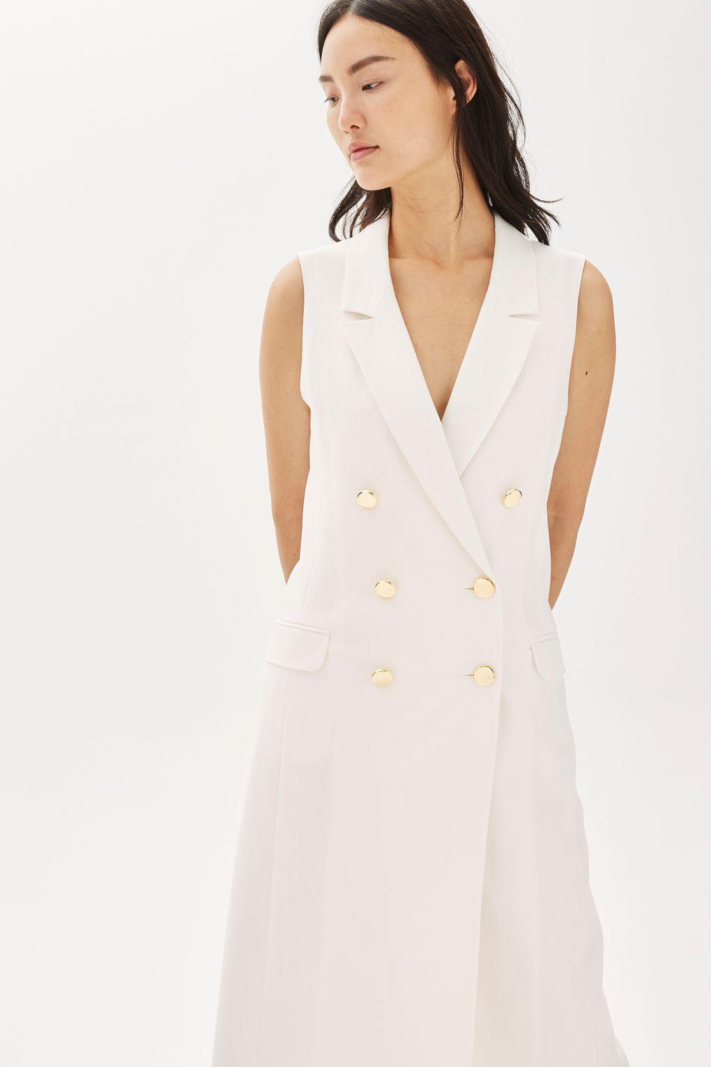 Longline Sleeveless Jacket in White Lyst