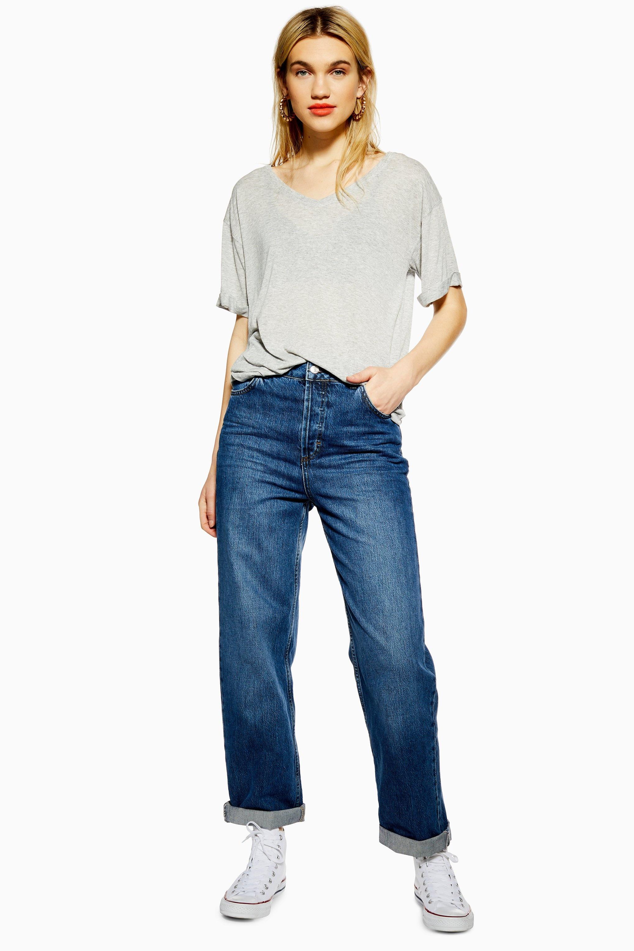 topshop mid blue baggy jeans