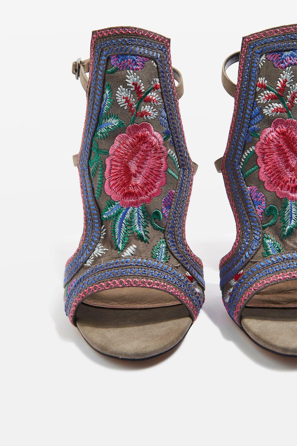 clarks limited edition leather soft footbed flower embroidered sandals
