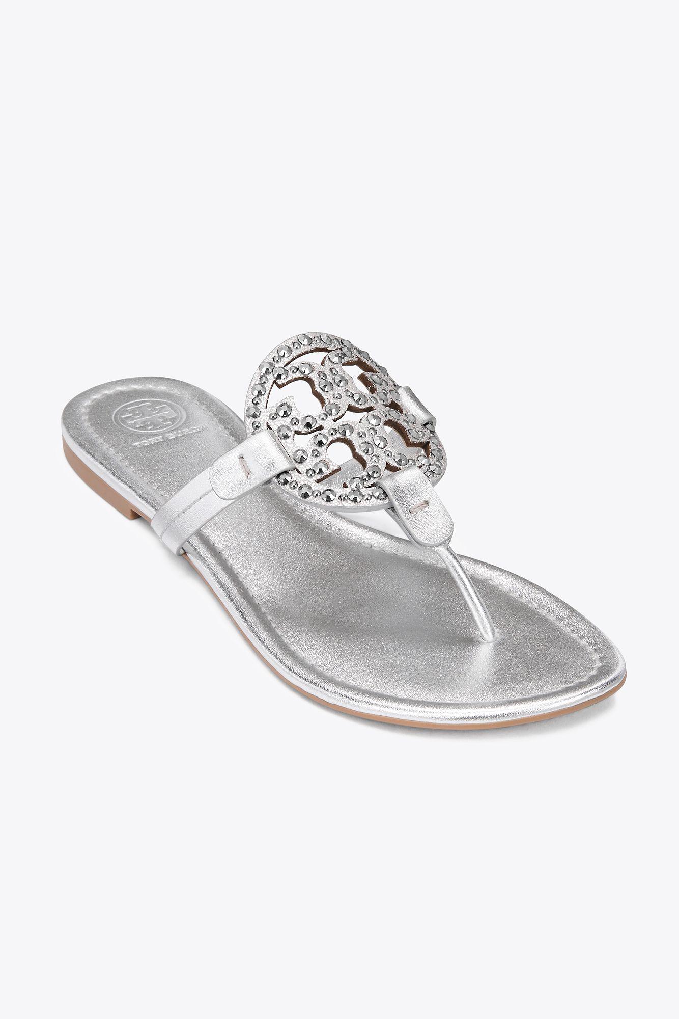 Lyst - Tory Burch Miller Embellished Sandal, Metallic Leather in Metallic