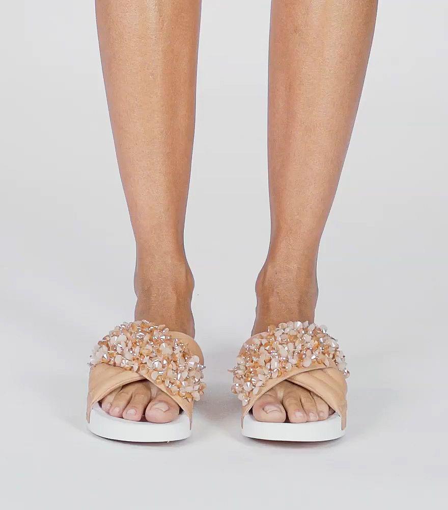 tory burch logan embellished floral slides