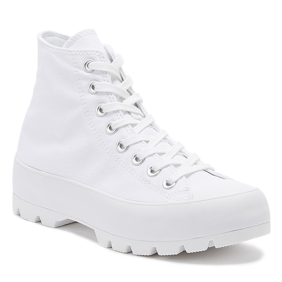 Converse Canvas Chuck Taylor All Star Lugged Womens White Hi Trainers ...