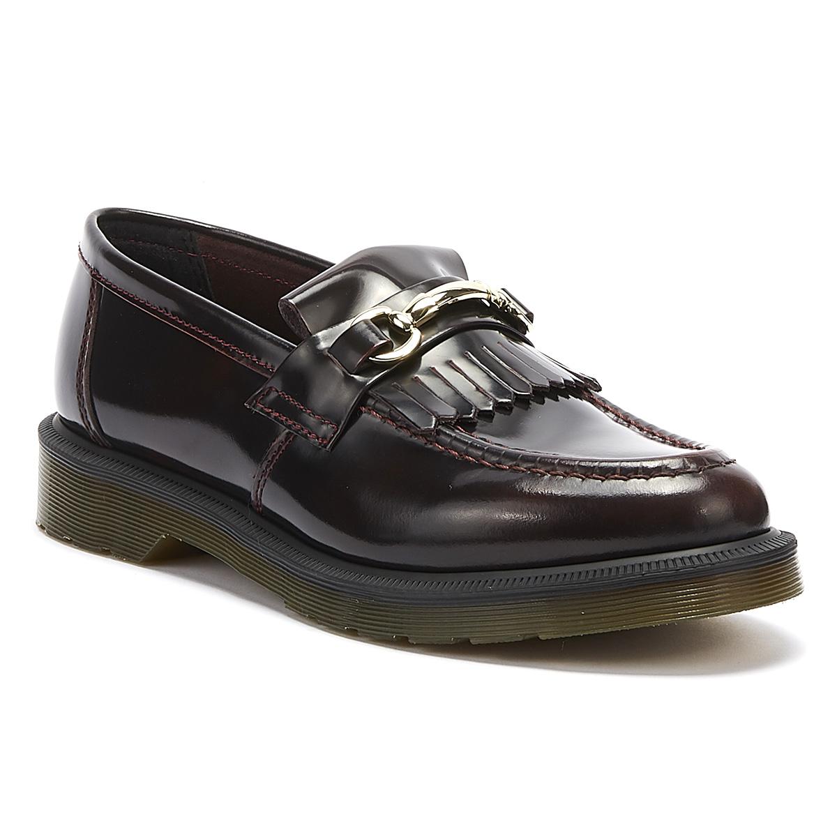 dr martens adrian bar loafers in red