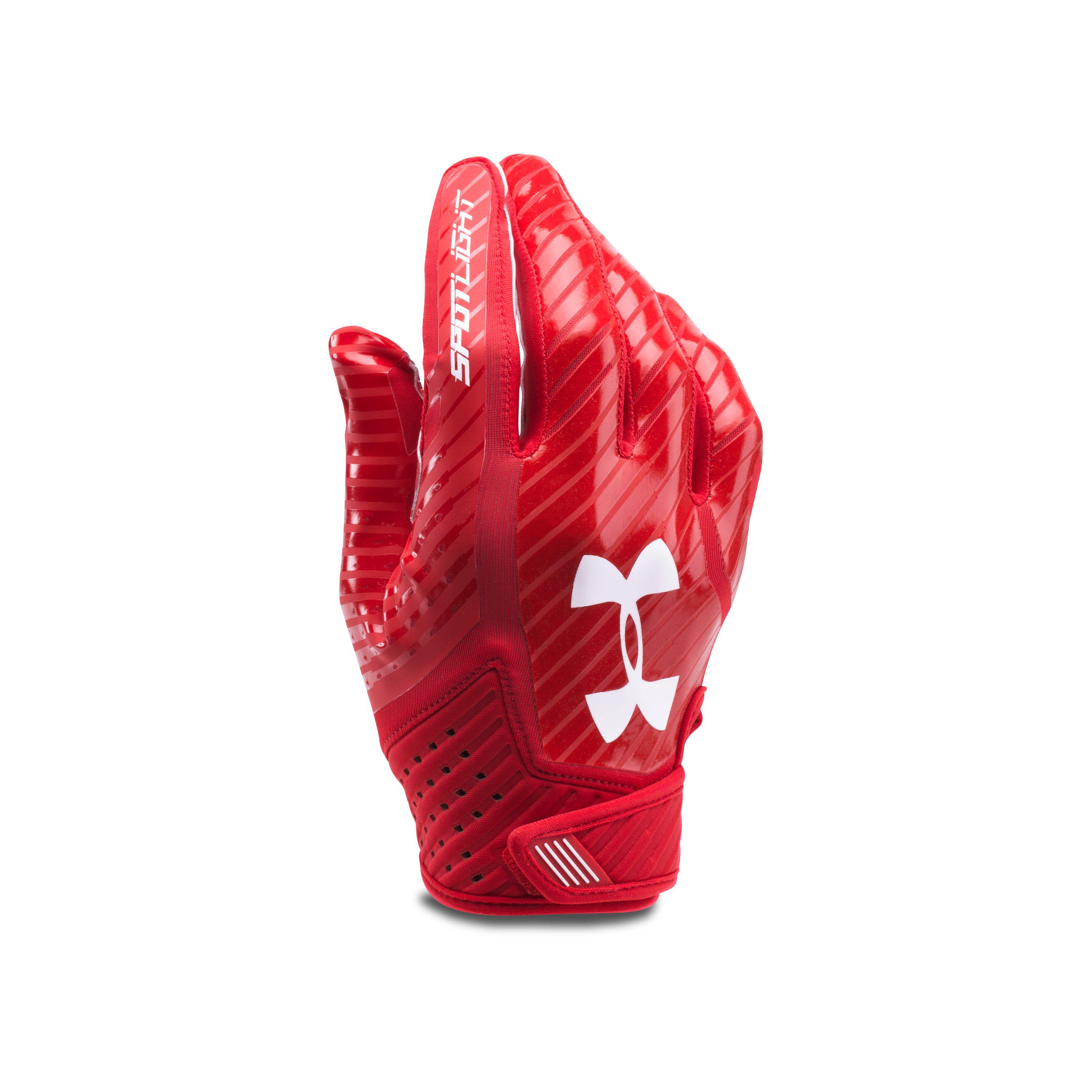 Under Armour Neoprene Men's Ua Spotlight Football Gloves in Red/White