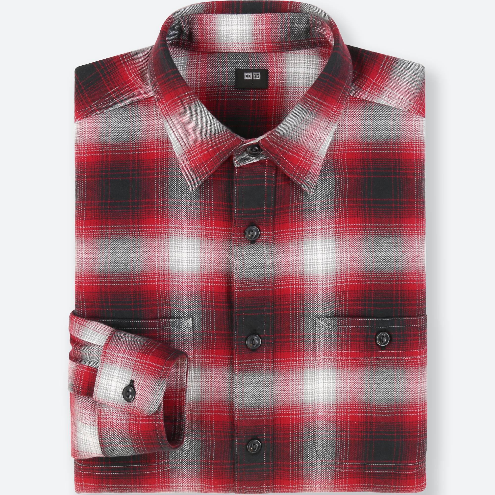 Uniqlo Men Flannel Checked Long Sleeve Shirt In Red For Men Lyst