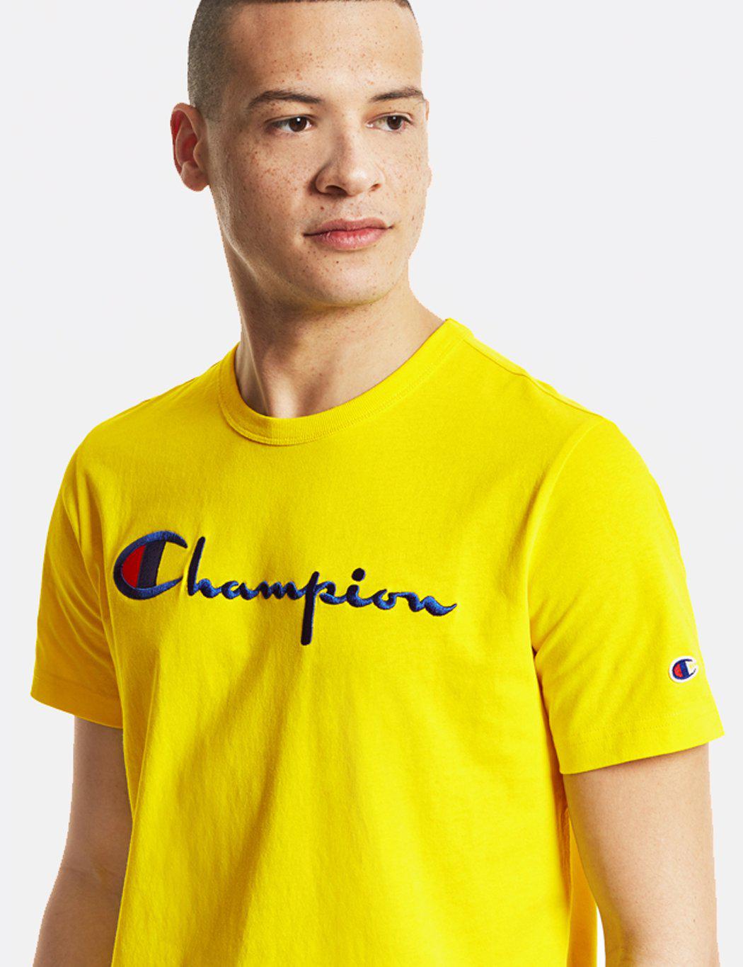 yellow champion t shirt mens
