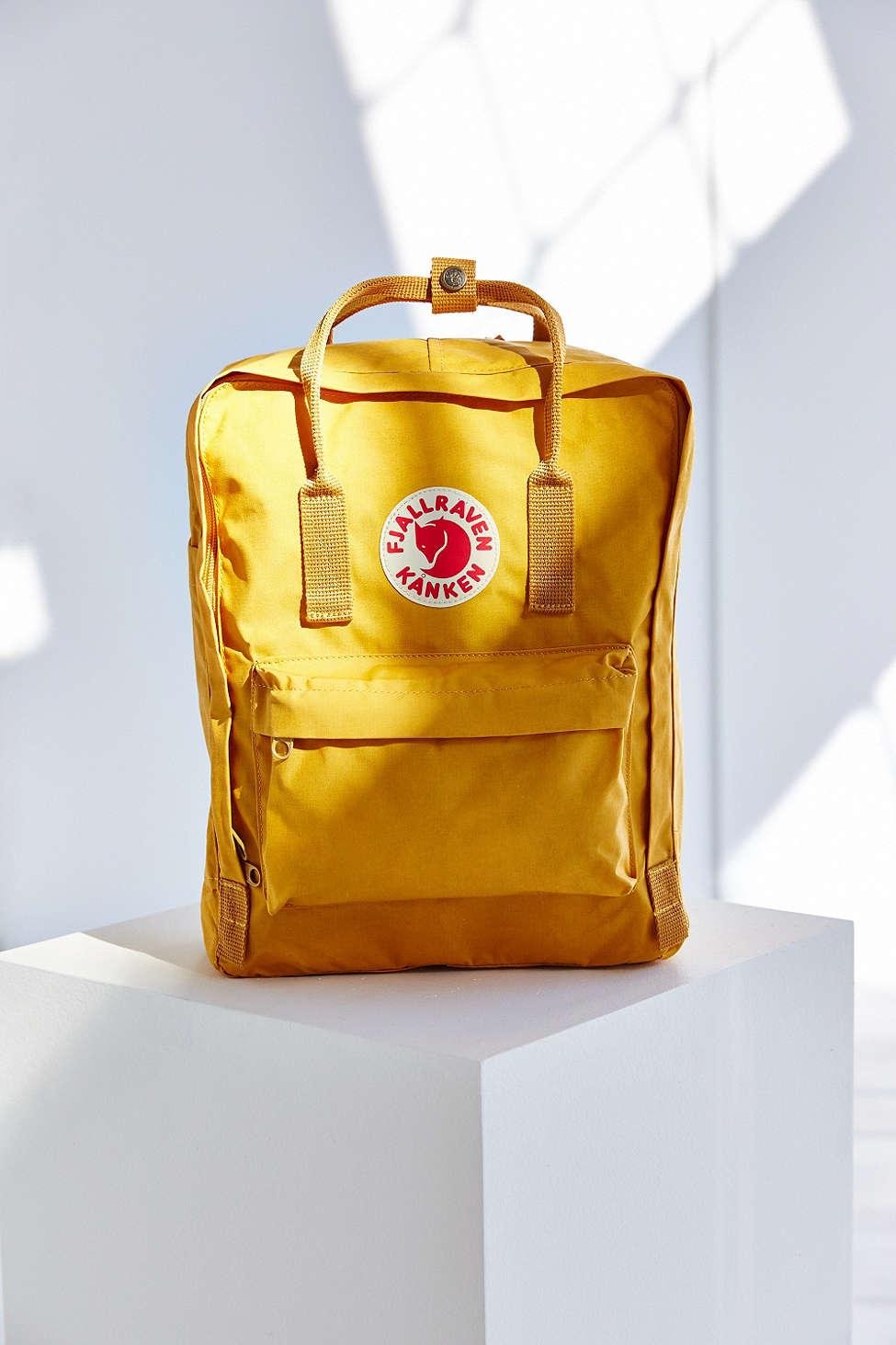 fjallraven classic kanken backpack in yellow