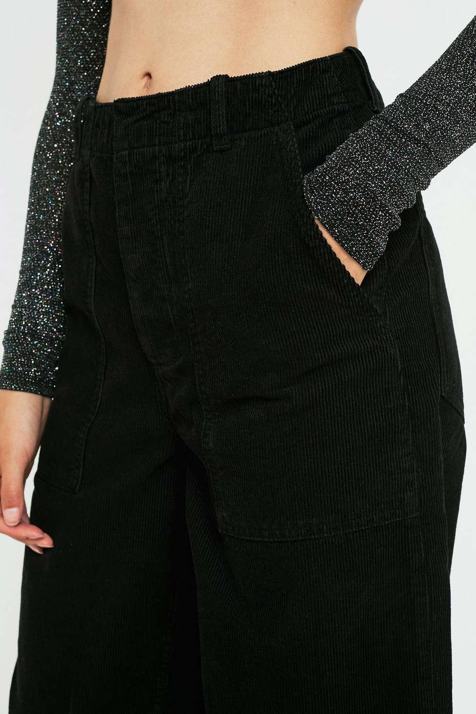 Urban Outfitters Uo Corduroy Workwear Puddle Pant in Black - Lyst