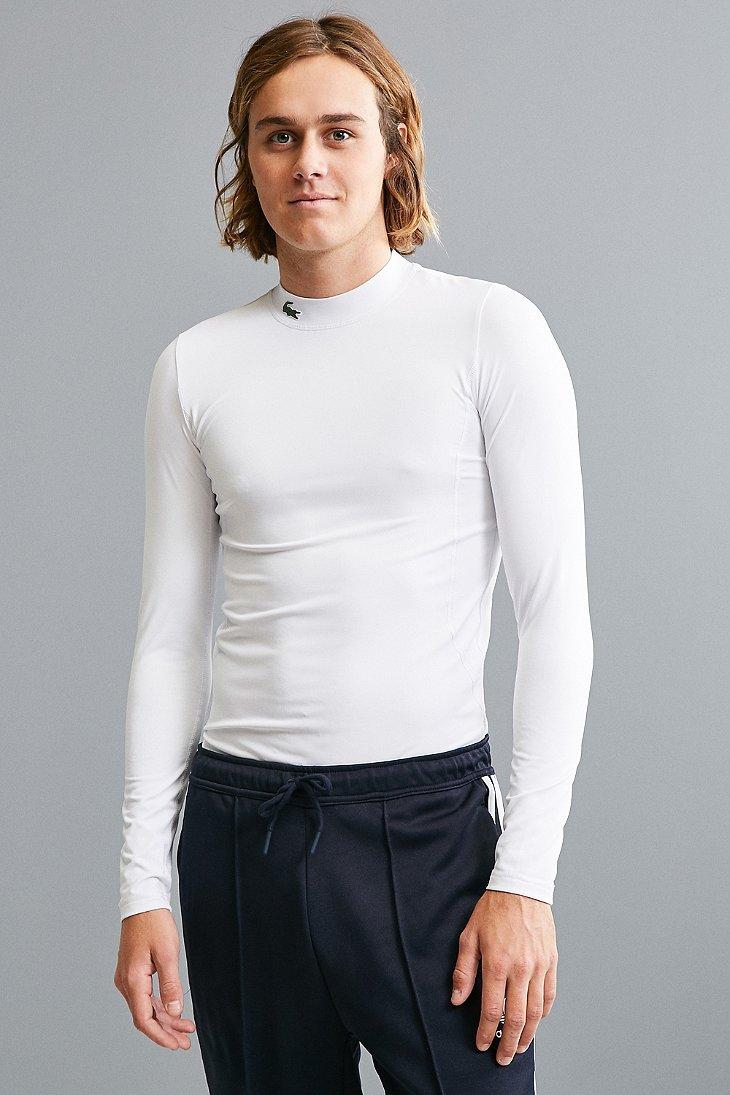 Download Lacoste Golf Mock Neck Long Sleeve Tee in White for Men - Lyst