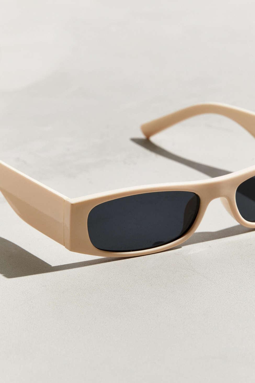 Urban Outfitters Thick Temple Narrow Rectangle Sunglasses in White for