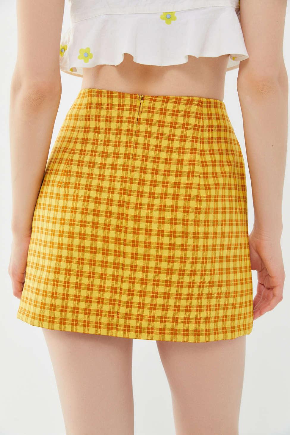 Urban Outfitters Uo Gretchen Plaid Pelmet Mini Skirt in Yellow - Lyst