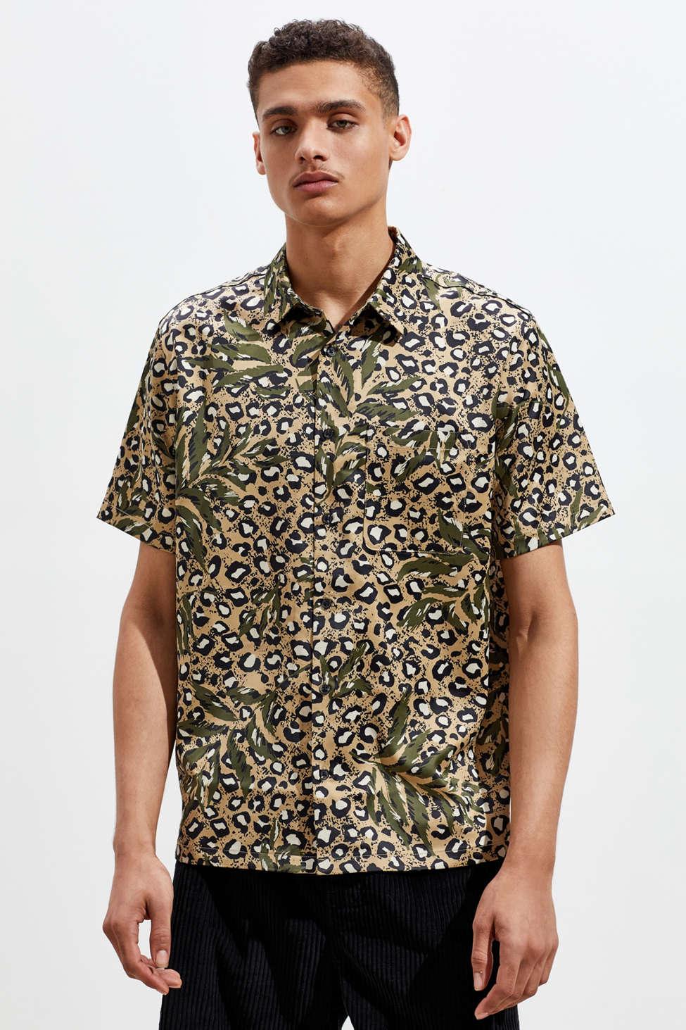 leopard button down men