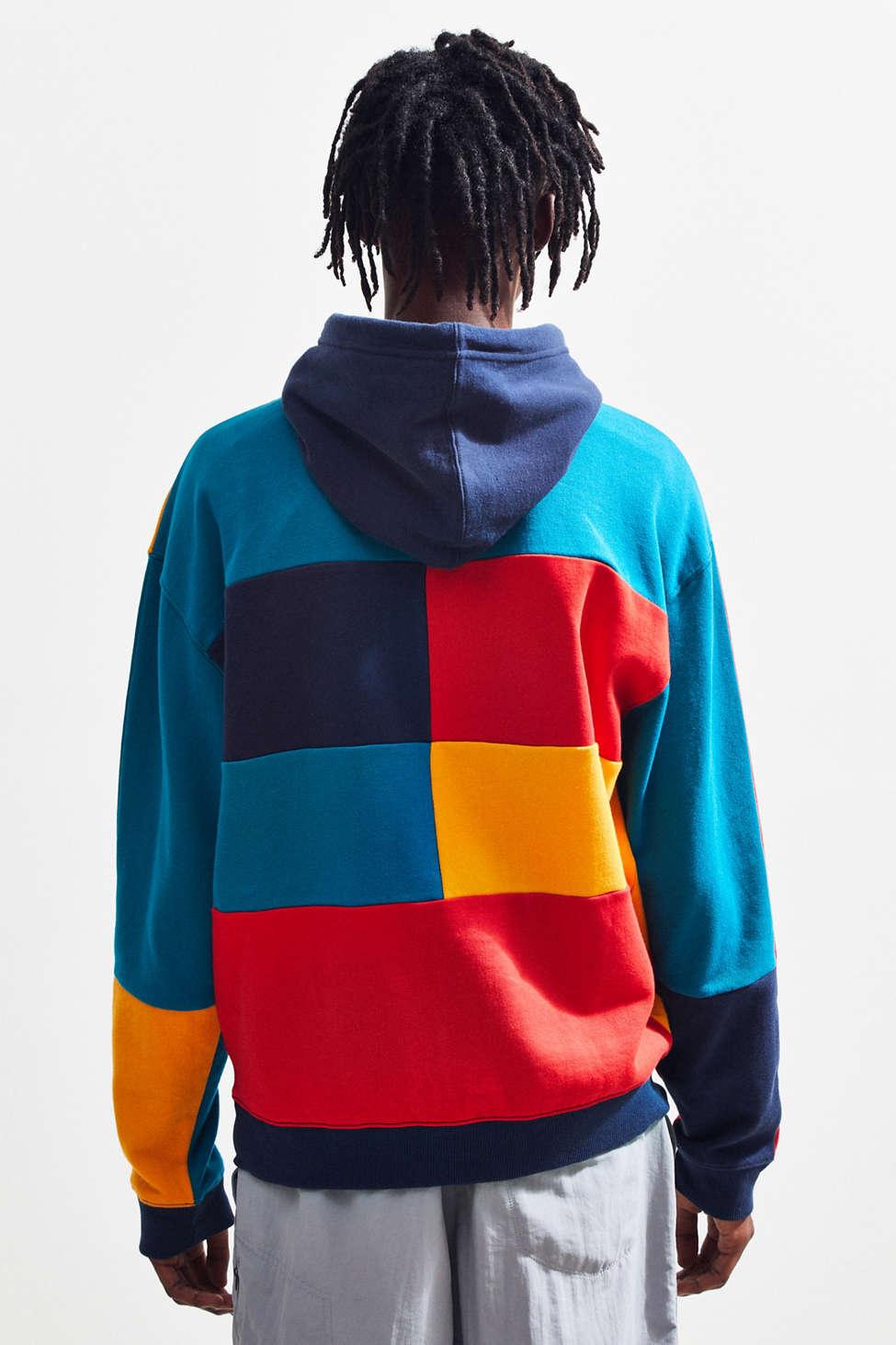 Lyst - Urban Outfitters Uo Colorblocked Hoodie Sweatshirt in Blue for Men