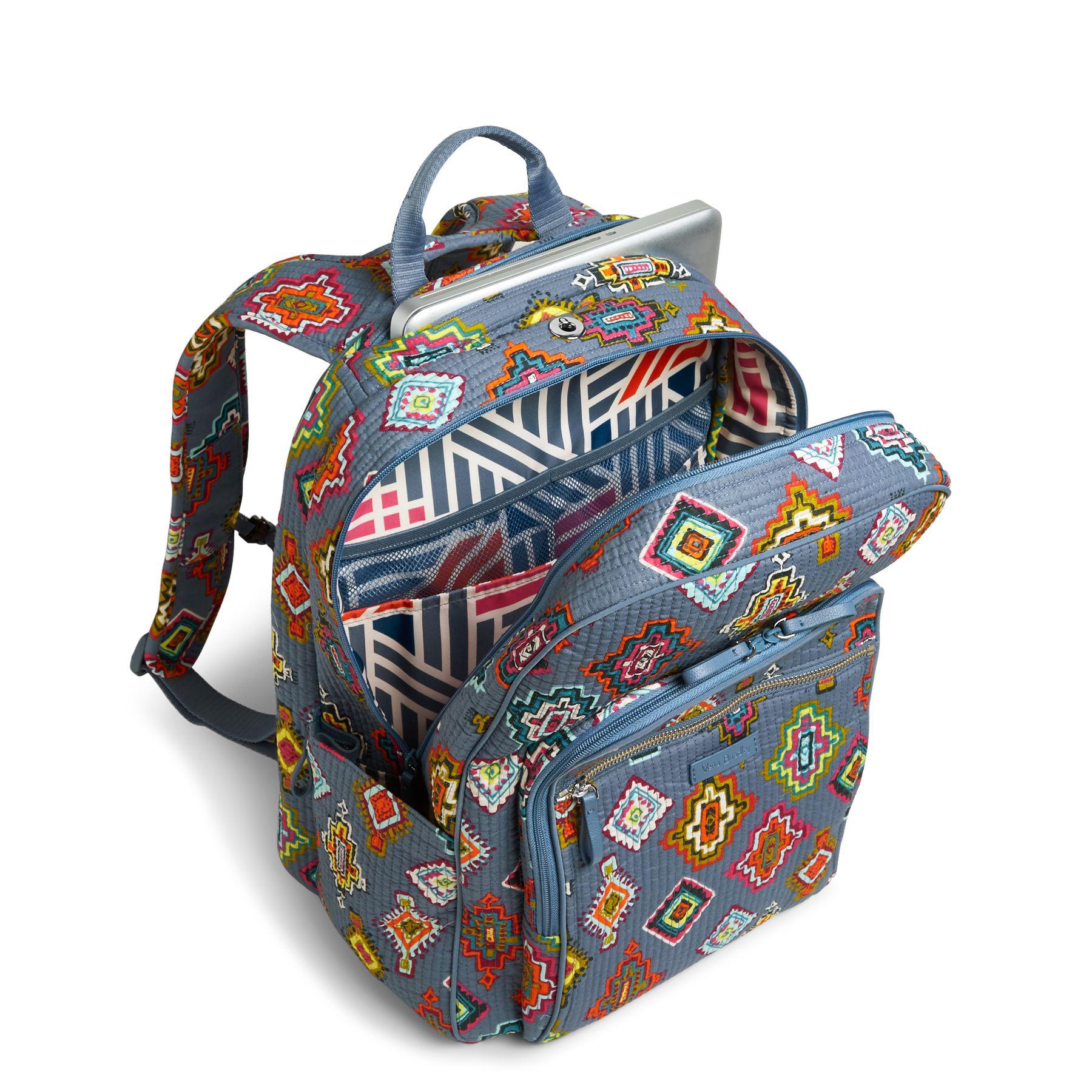 Vera Bradley Cotton Iconic Deluxe Campus Backpack in Blue Lyst