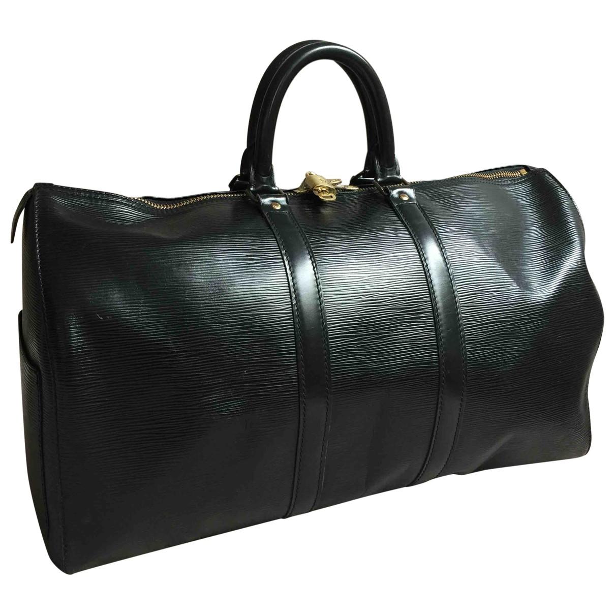 Louis Vuitton Pre-owned Keepall Leather Travel Bag in Black for Men - Lyst