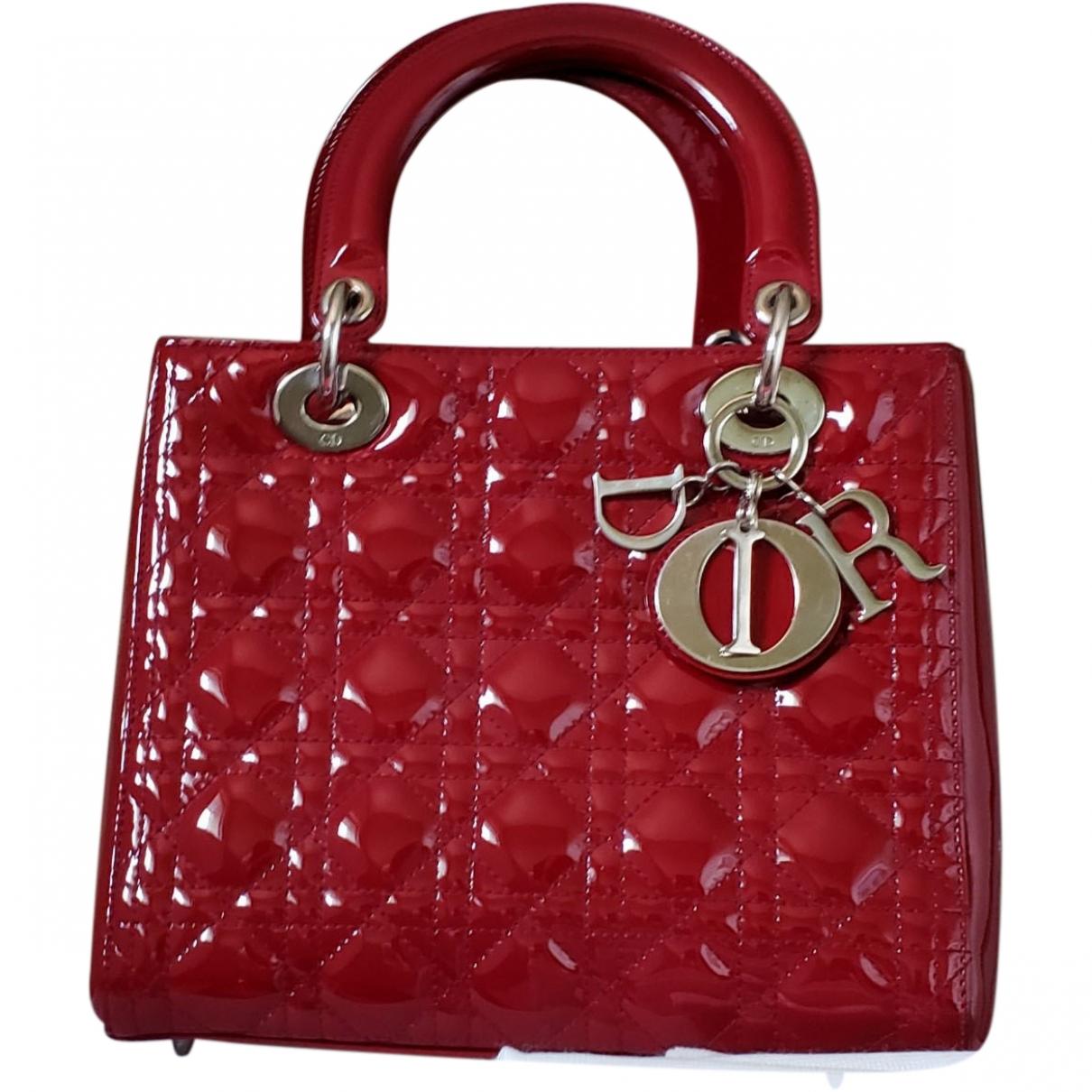 Dior Lady Red Patent Leather Handbag in Red - Lyst