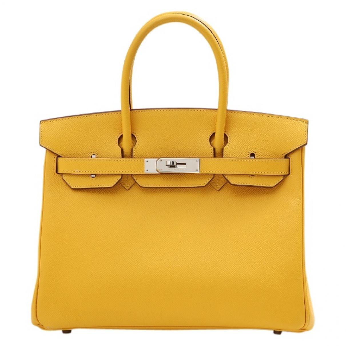 Lyst Herm s Pre owned Birkin  30 Yellow  Leather Handbags  