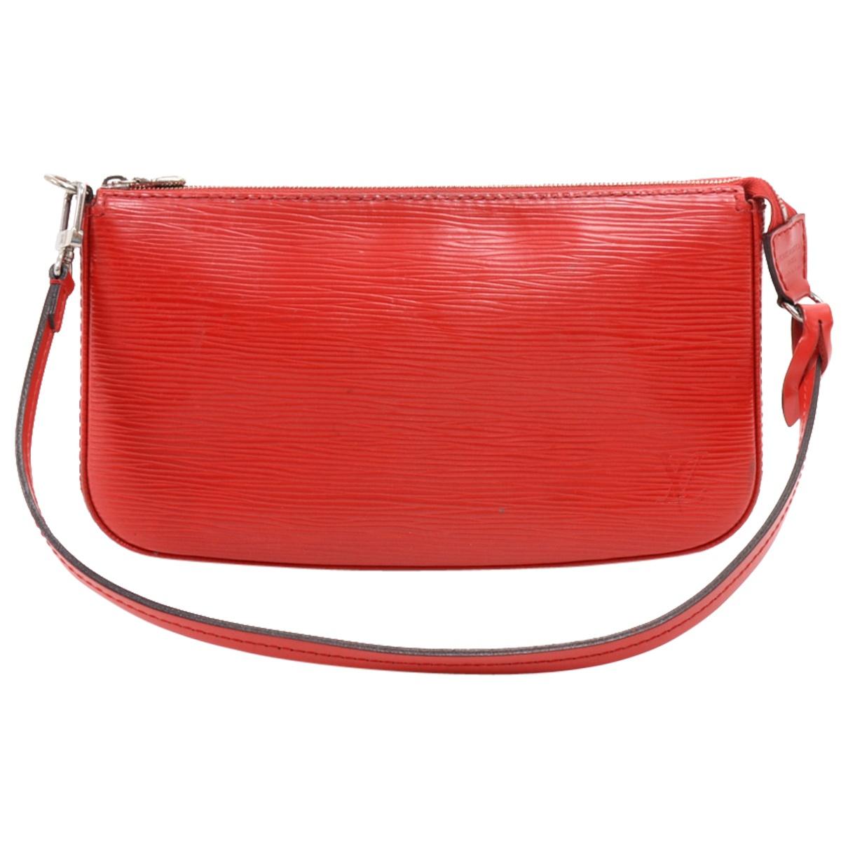 Lyst - Louis Vuitton Pochette Accessoire Red Leather Clutch Bag in Red