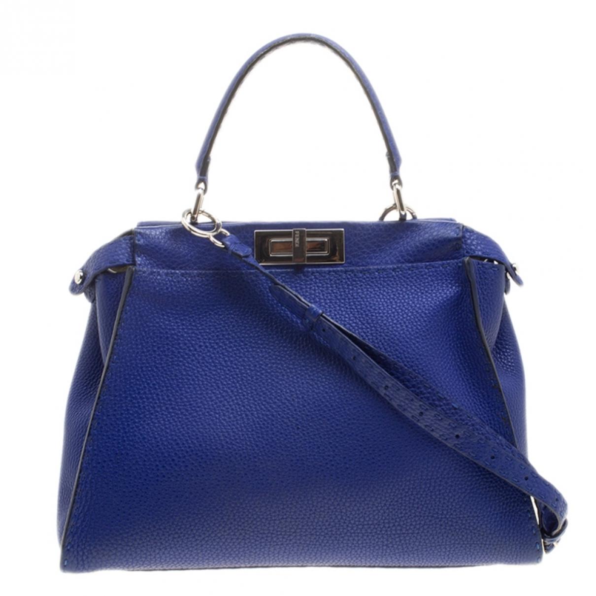 Fendi Peekaboo Blue Leather Handbag in Blue - Lyst