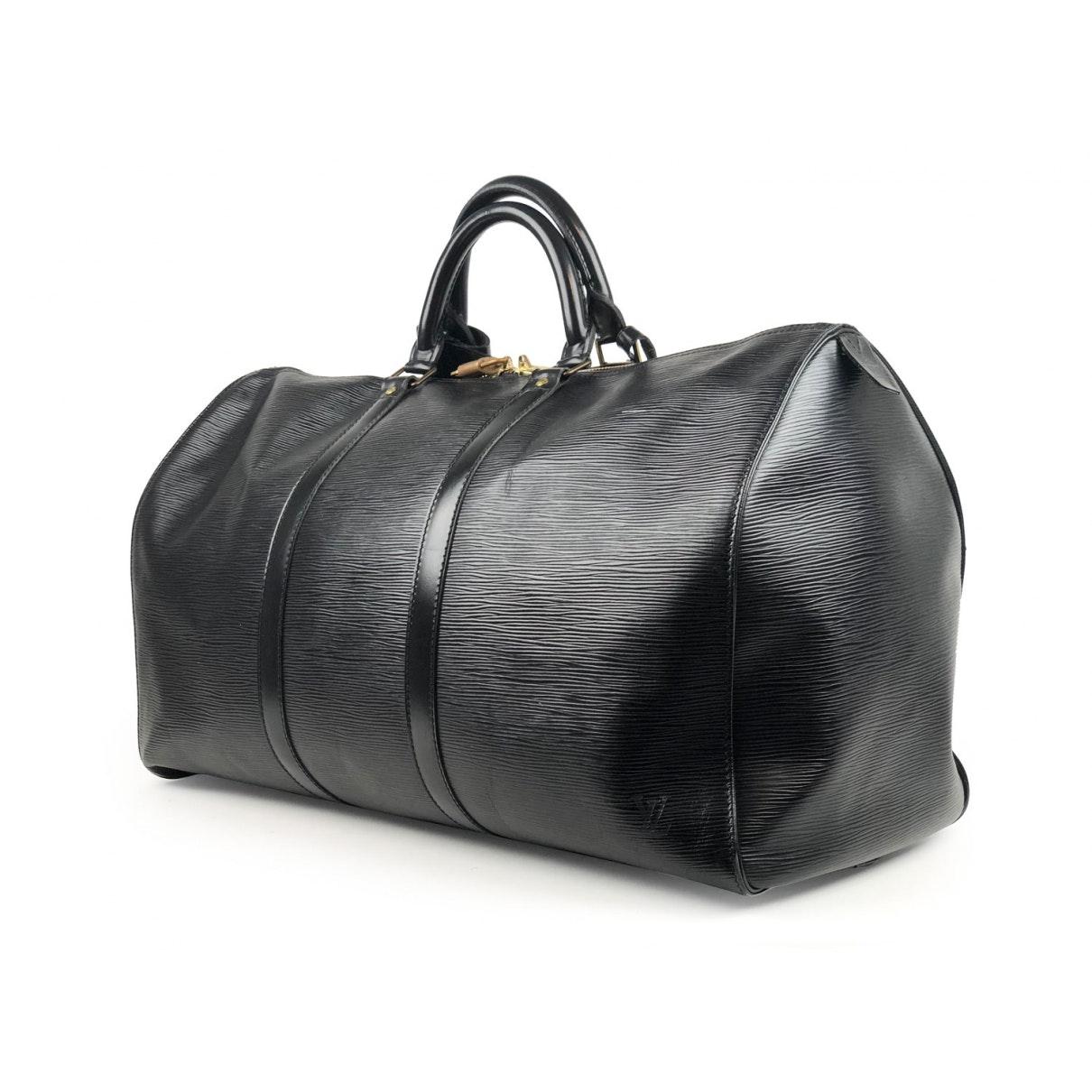 Louis Vuitton Keepall Black Leather in Black for Men - Lyst