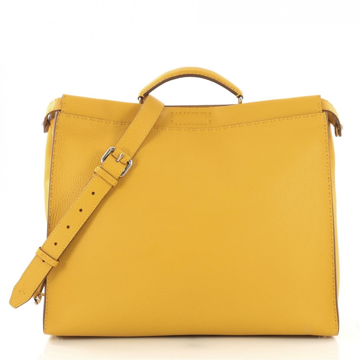 Fendi Pre-owned Peekaboo Yellow Leather Handbags in Yellow - Lyst