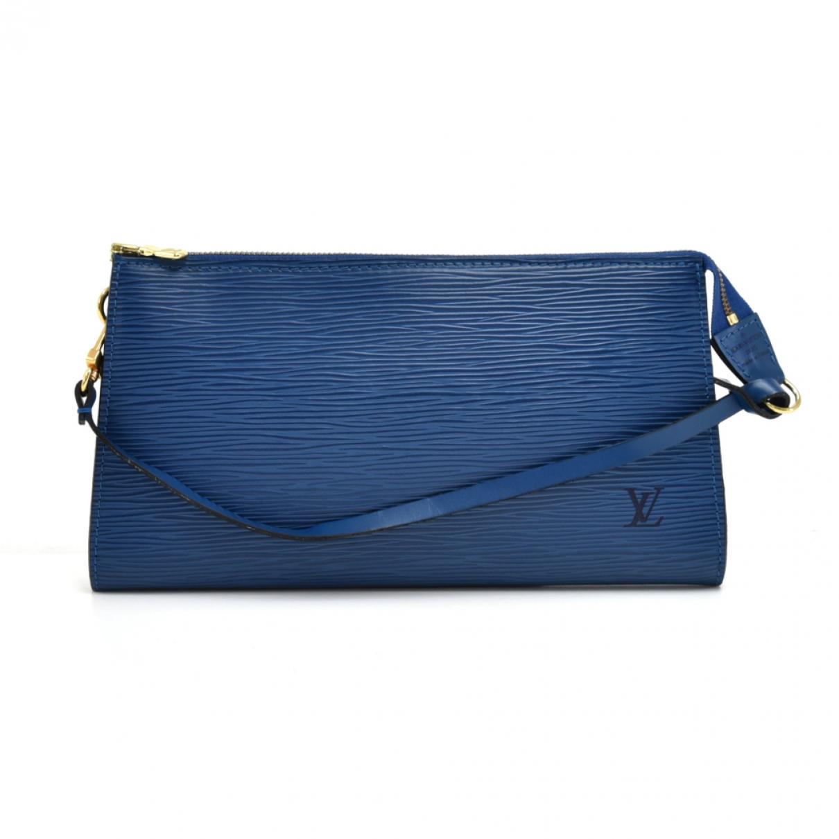 Louis Vuitton Pochette Accessoire Leather Clutch Bag in Blue - Lyst