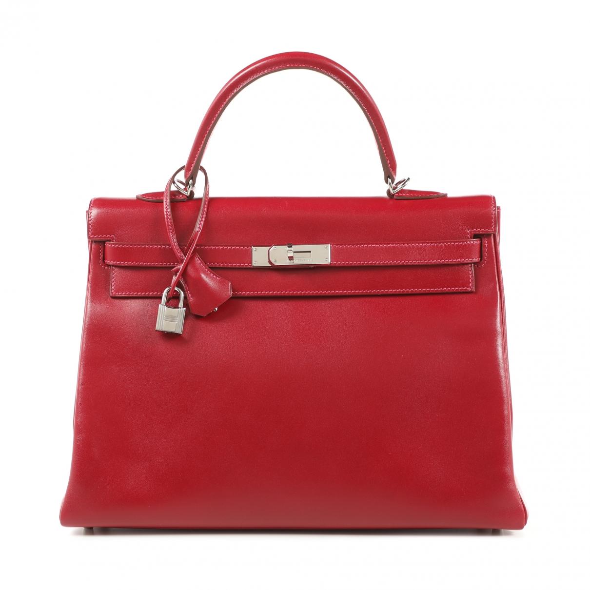 Lyst - Hermès Kelly 35 Red Leather Handbag in Red