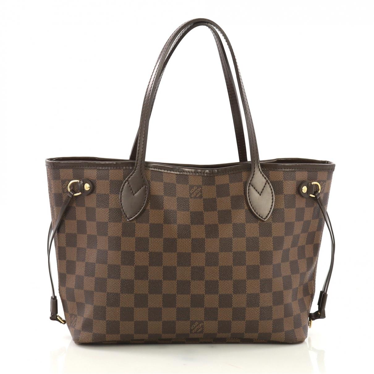 Louis Vuitton Neverfull Brown Cloth Handbag in Brown - Lyst