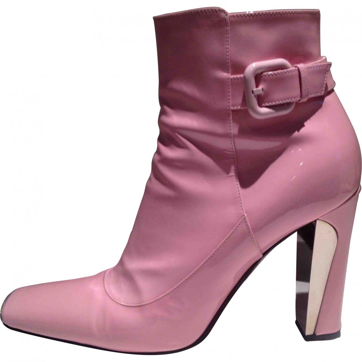 Louis Vuitton Pre-owned Patent Leather Ankle Boots in Pink - Lyst