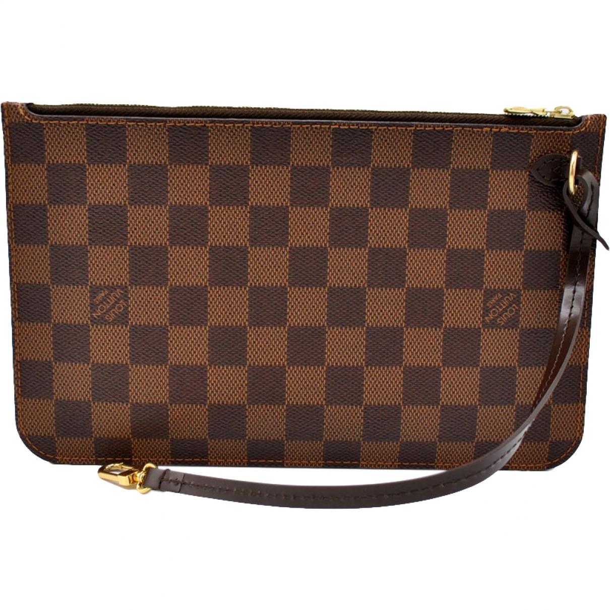 Louis Vuitton Neverfull Brown Cloth Clutch Bag in Brown - Lyst