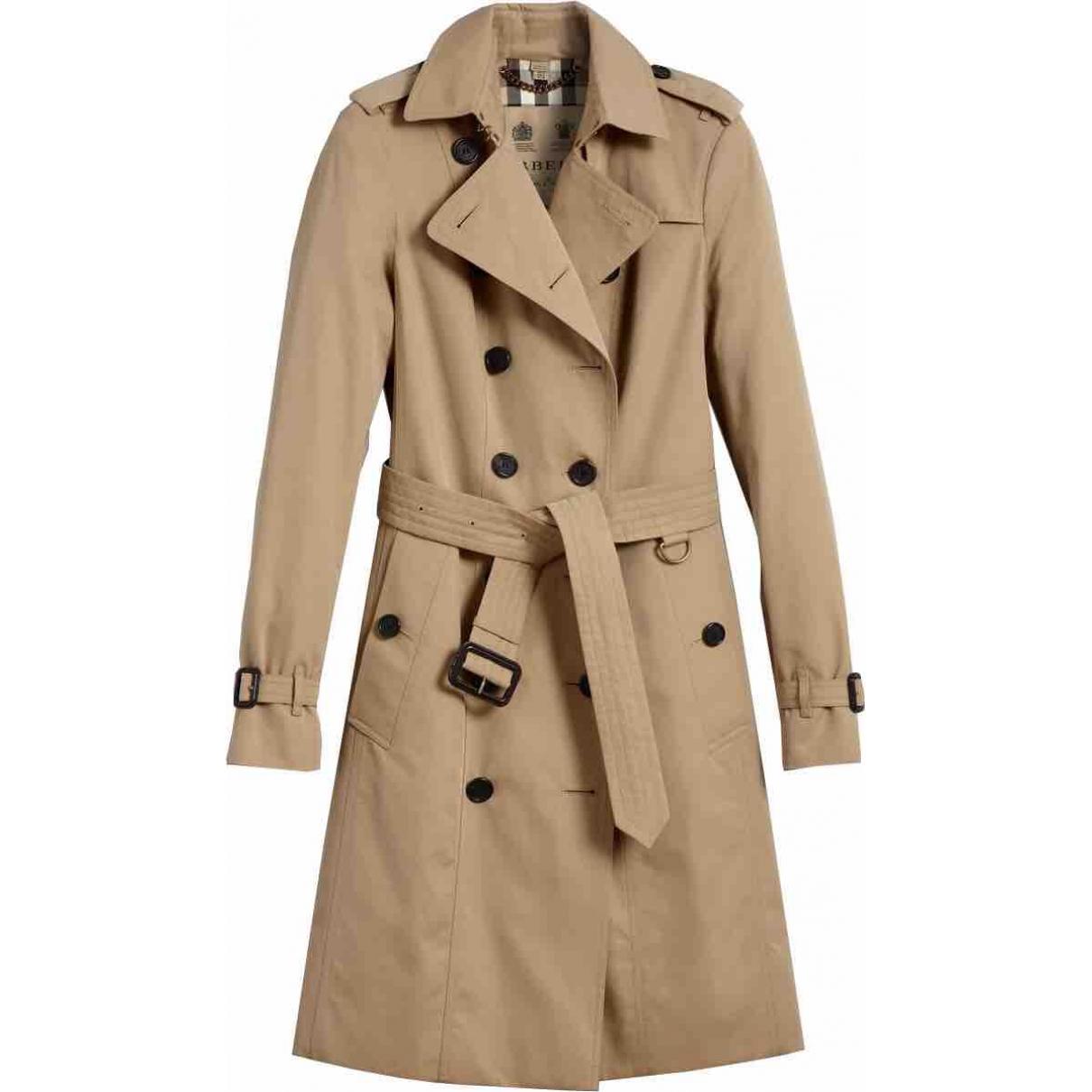 Burberry Pre-owned Camel Cotton Trench Coats in Natural - Lyst