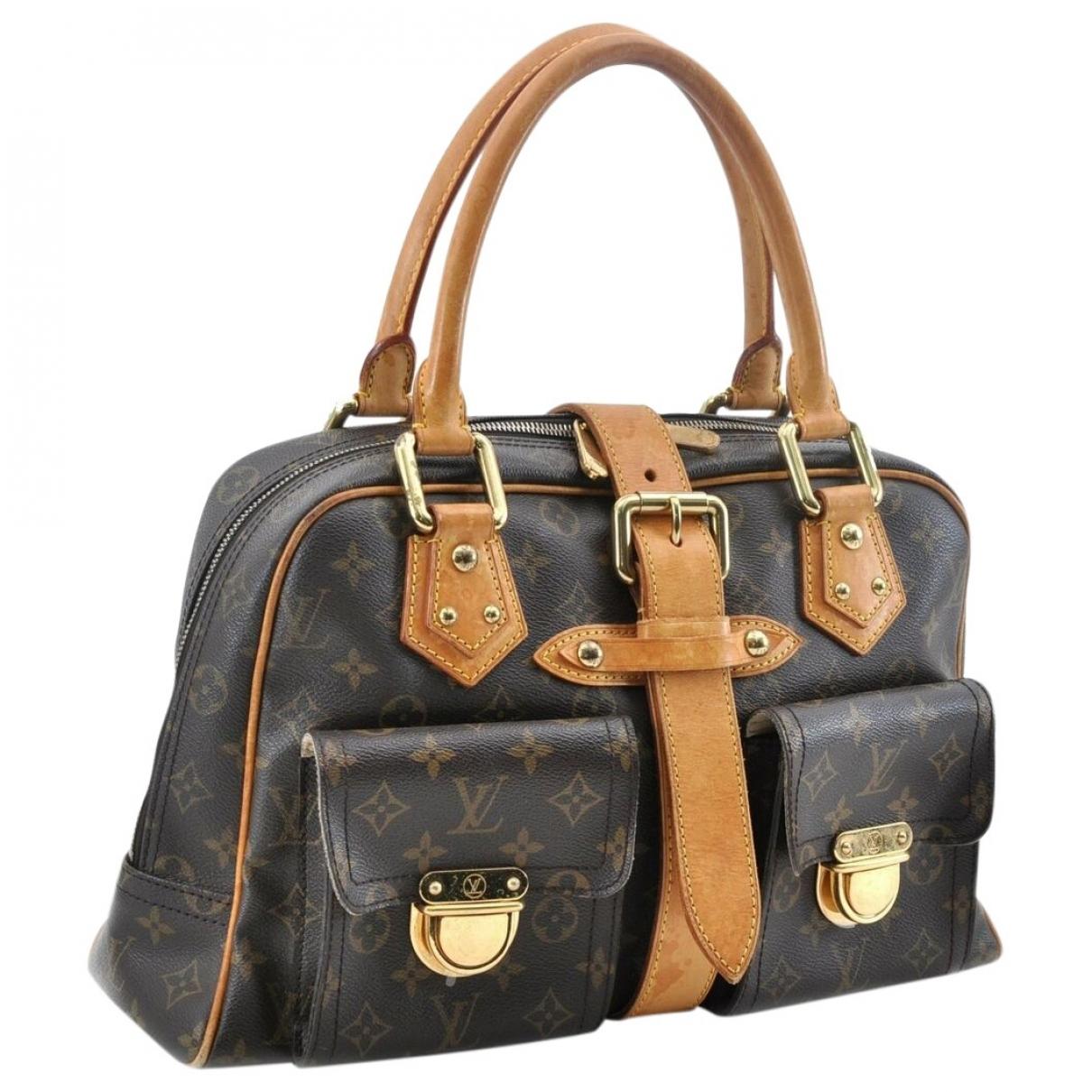 Lyst - Louis Vuitton Pre-owned Manhattan Brown Cloth Handbags in Brown