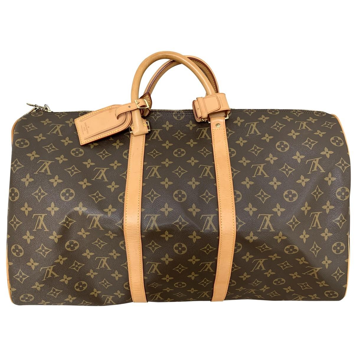 Louis Vuitton Keepall Brown Cloth Travel Bag in Brown - Lyst