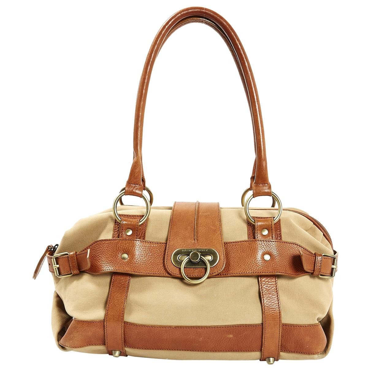 Lyst Burberry Pre Owned Cloth Handbag In Natural Burberry Women S Natural Pre Owned Cloth Handbag