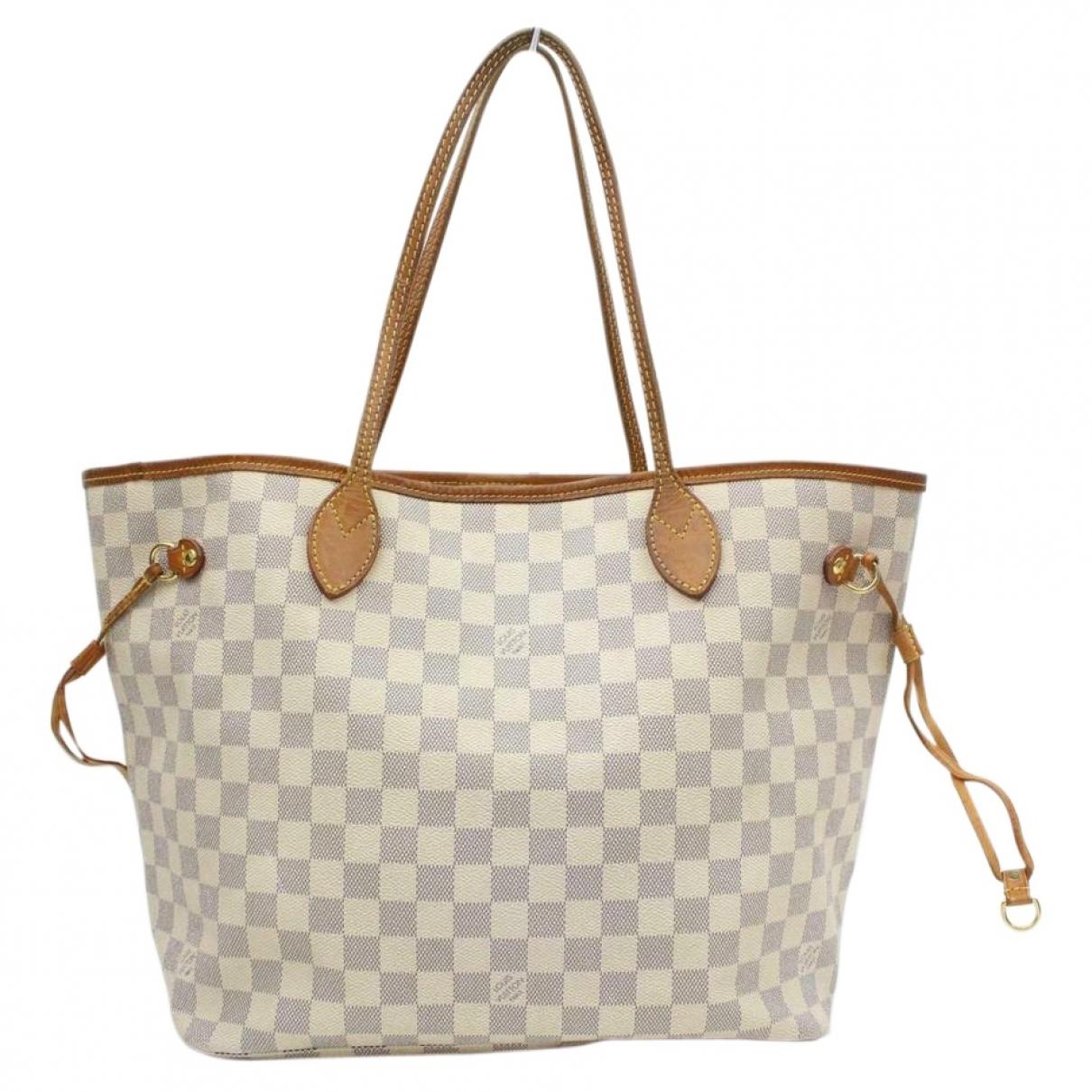 Louis Vuitton Pre-owned Neverfull White Cloth Handbags in White - Lyst