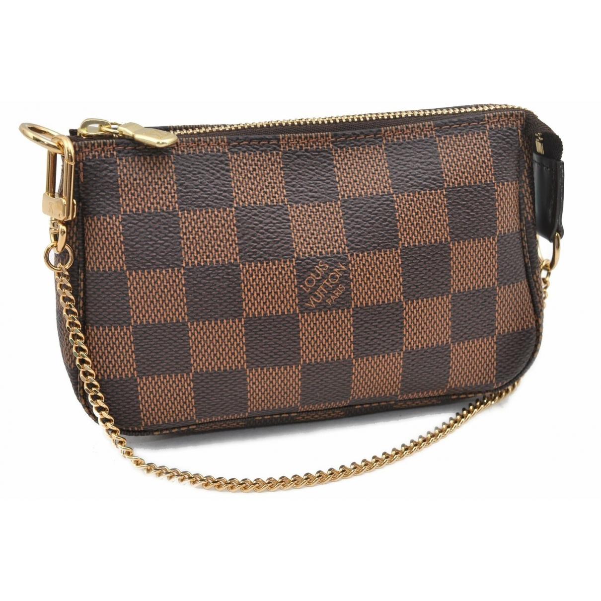 Louis Vuitton Pochette Accessoire Brown Cloth Clutch Bag in Brown - Lyst