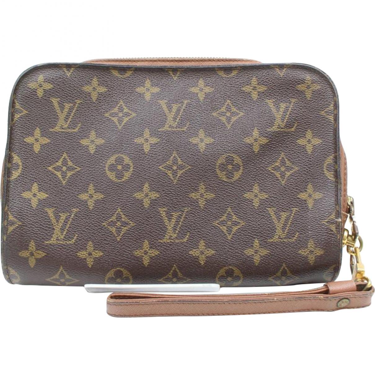 Lyst - Louis Vuitton Vintage Brown Cloth Clutch Bag in Brown