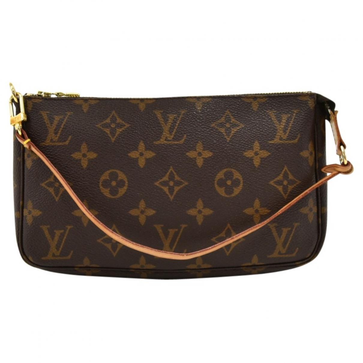 Louis Vuitton Vintage Pochette Accessoire Brown Cloth Clutch Bag in Brown - Lyst