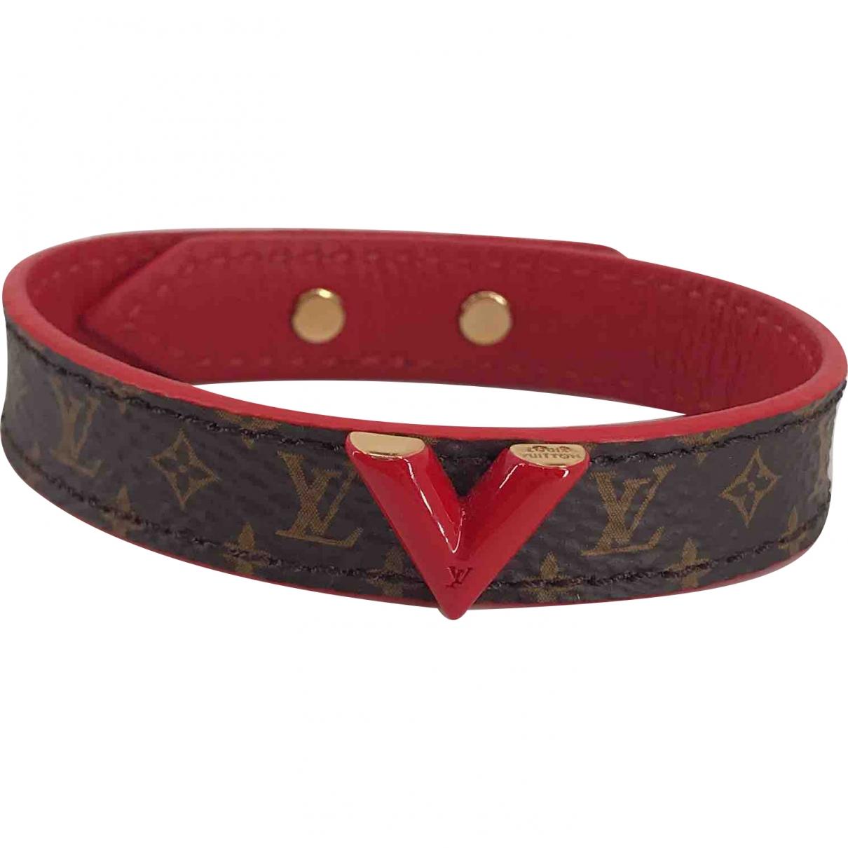 Louis Vuitton Essential V Leather Bracelet in Red - Lyst