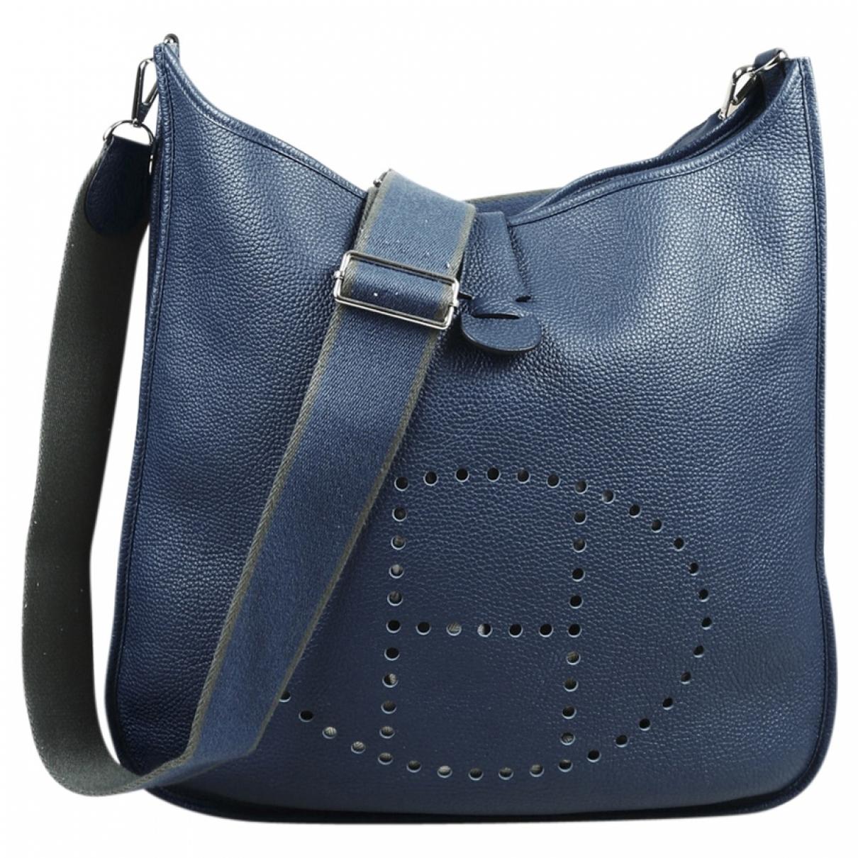 Lyst - Hermès Pre-owned Evelyne Blue Leather Handbags in Blue
