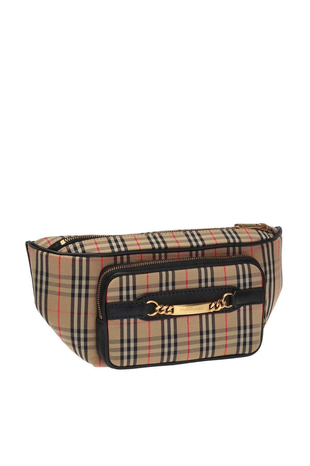 Burberry Waist Bag With A Plaid Pattern in Brown - Lyst