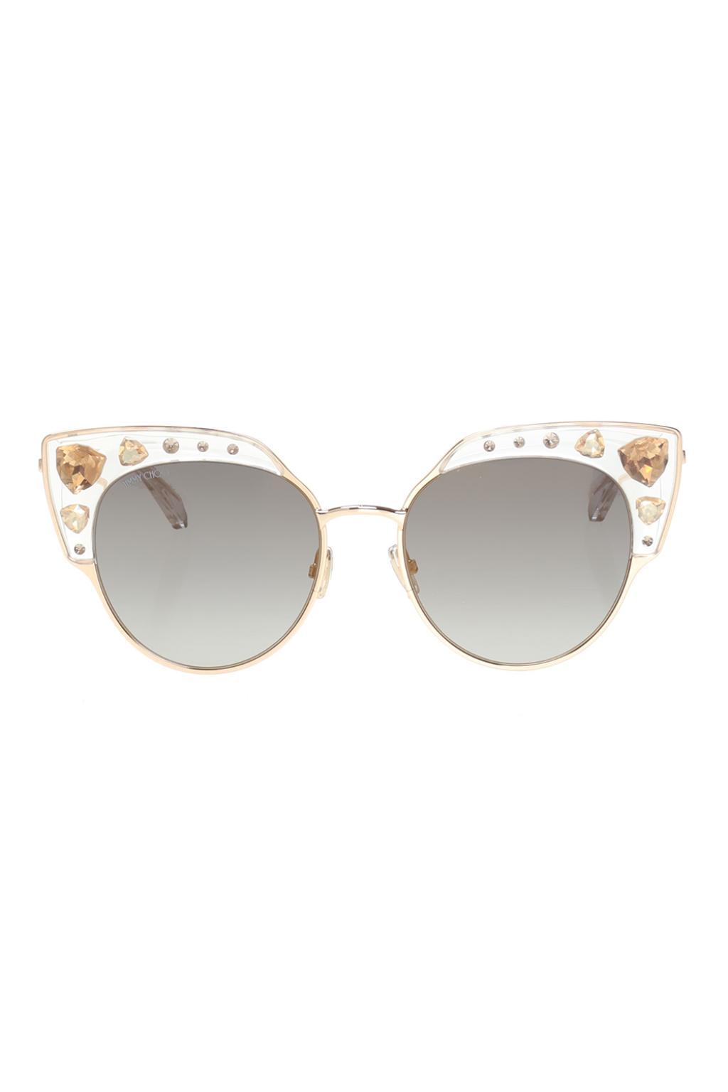 Jimmy Choo 'audrey' Sunglasses With Swarovski Crystals in Metallic Lyst