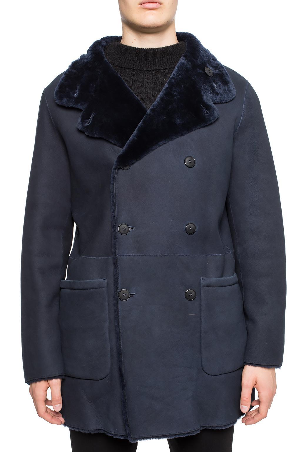 Lyst - Giorgio Armani Reversible Double-breasted Shearling Jacket in ...