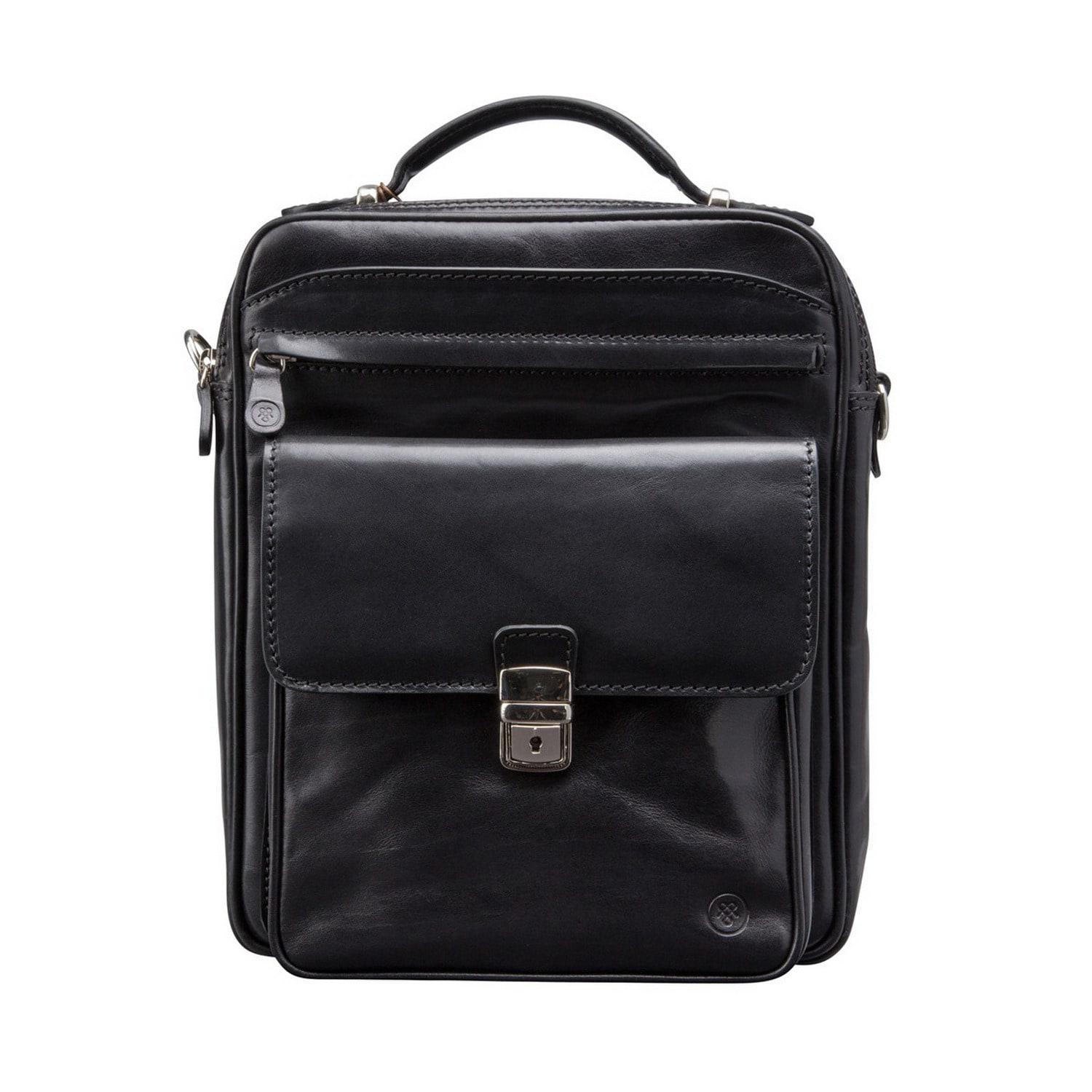 Maxwell Scott Bags Luxury Italian Leather Men&#39;s Large Shoulder Bag Santino L Black in Black for ...