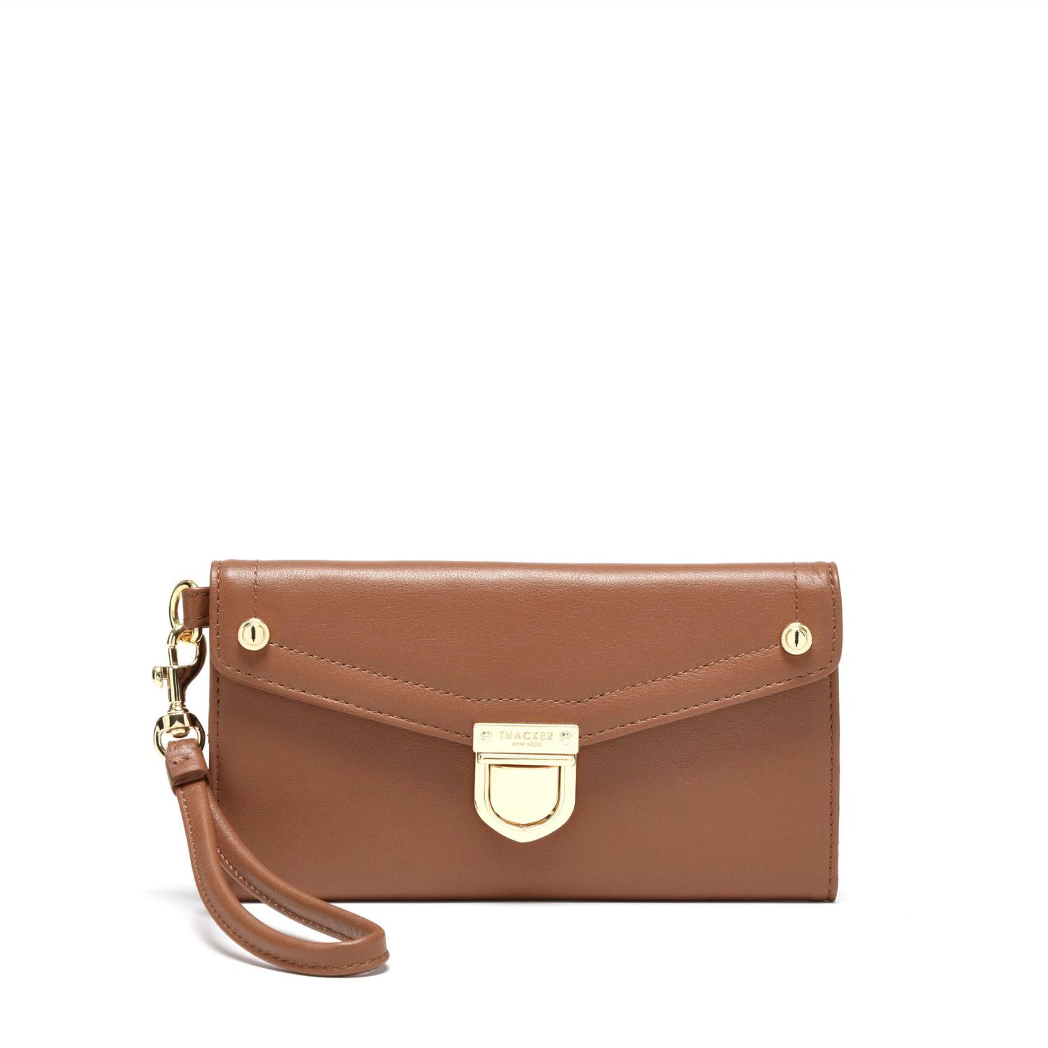 Lyst - Thacker Nyc Paola Clutch Wallet In Cognac & Gold in Brown