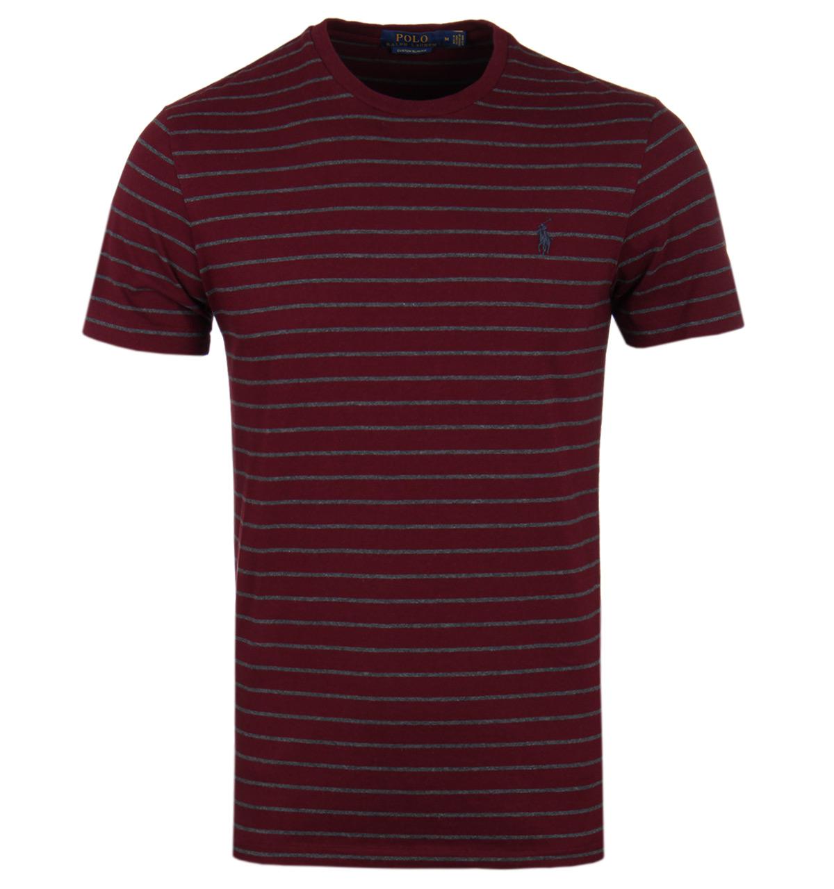 Lyst - Polo Ralph Lauren Burgundy & Grey Stripe Slim Fit T-shirt in Red for Men
