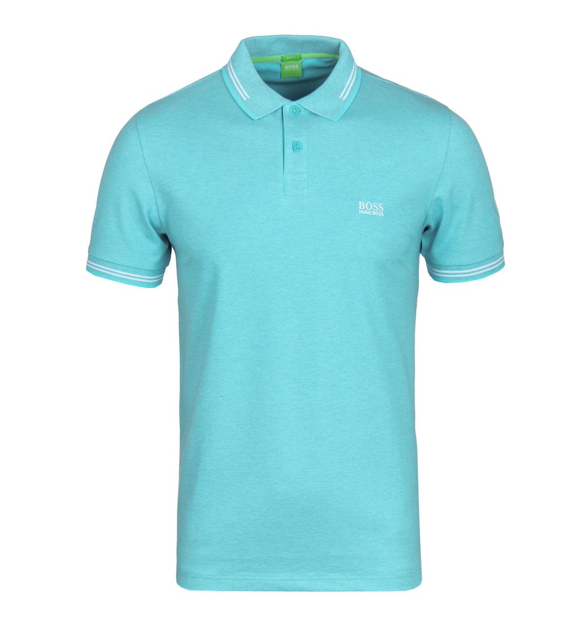 Boss green Paul Turquoise Twin Tipped Short Sleeve Polo Shirt in Blue ...